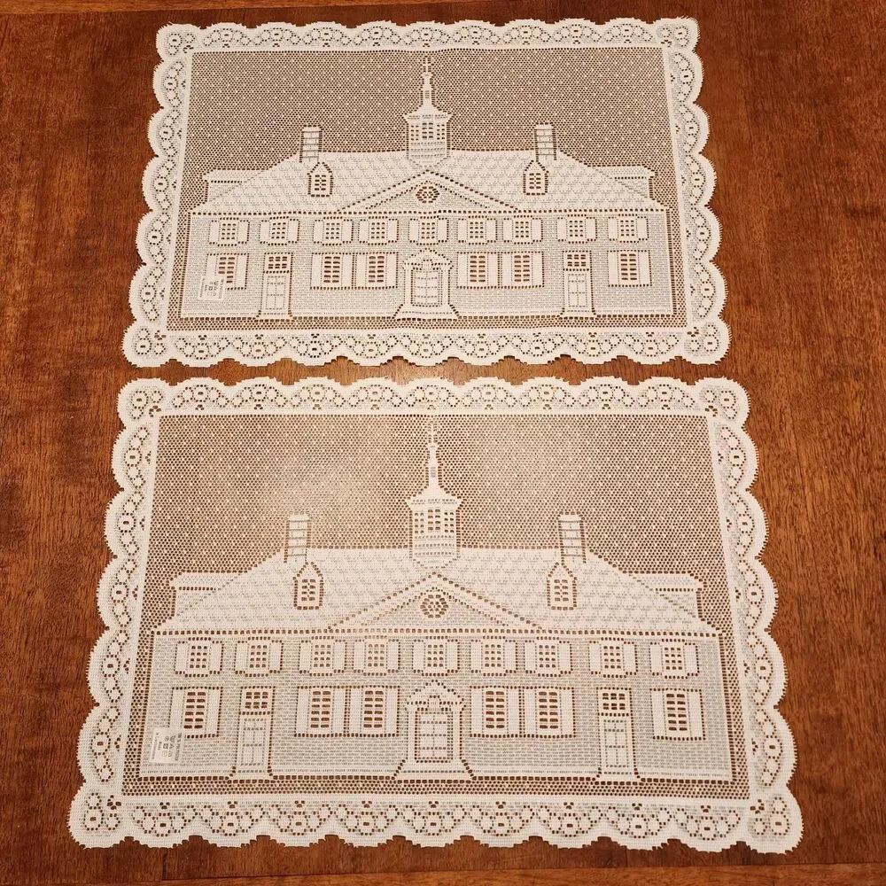 NWT Liechtenstein Polyester Lace White Placemats 13 X 9 in Colonial House